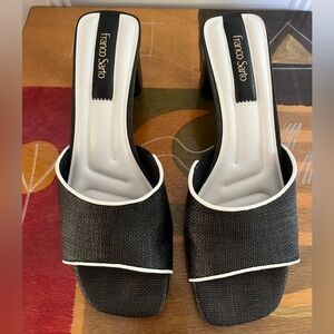 EUC Franco Sarto Black Raffia Linley Sandals. Women’s Size: 8.5.